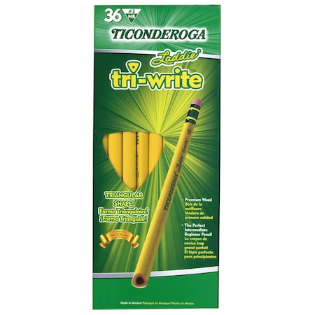 Ticonderoga Laddie Tri-Write Intermediate Size No. 2 Pencils with Eraser, PK36 13042